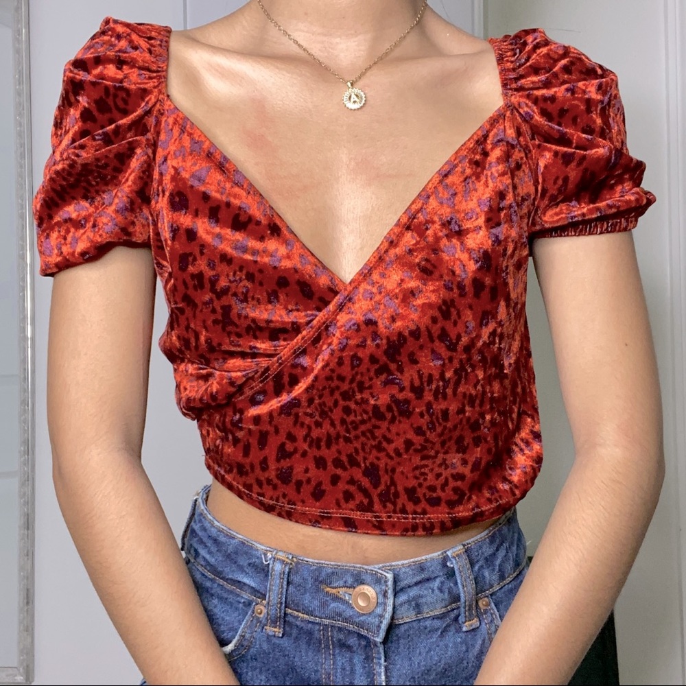 Red velvet cheeta print top